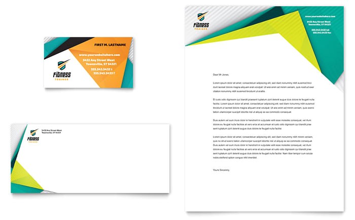 fitness trainer business card letterhead template design sf0220401