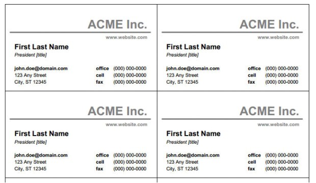 word business card template