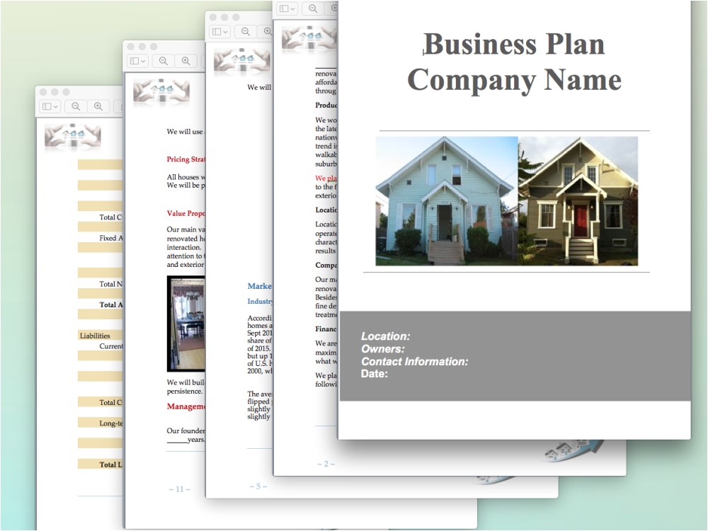 real estate house flipping business plan sample pages