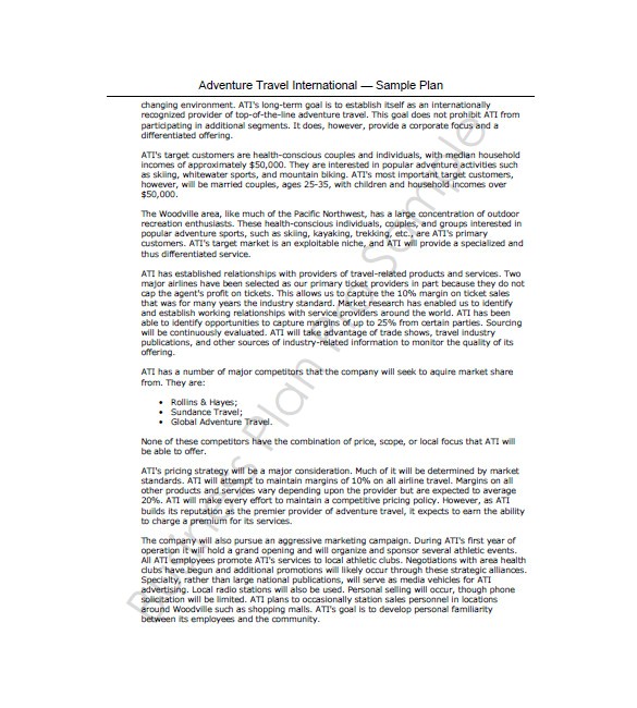 Business Plan Template for Travel Agency Travel Business Plan Template 11 Free Word Excel Pdf