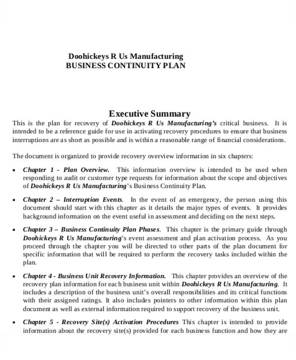 manufacturing business plan template
