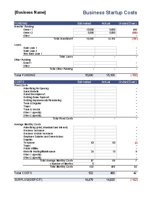 business plan template word excel