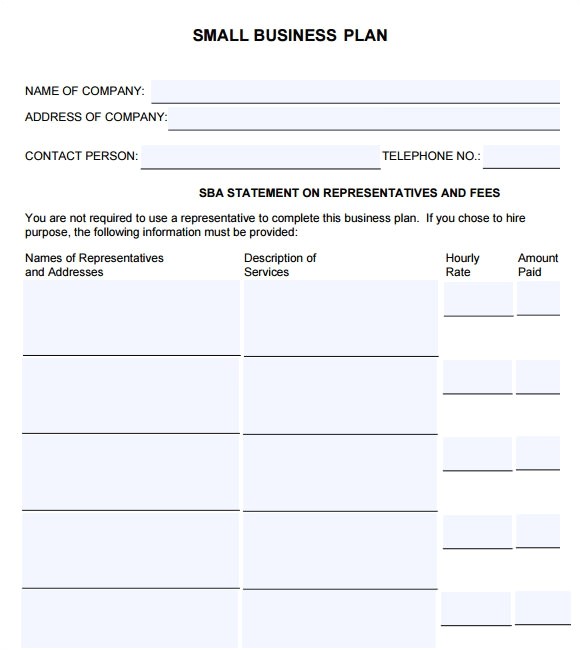 small business plan template free download