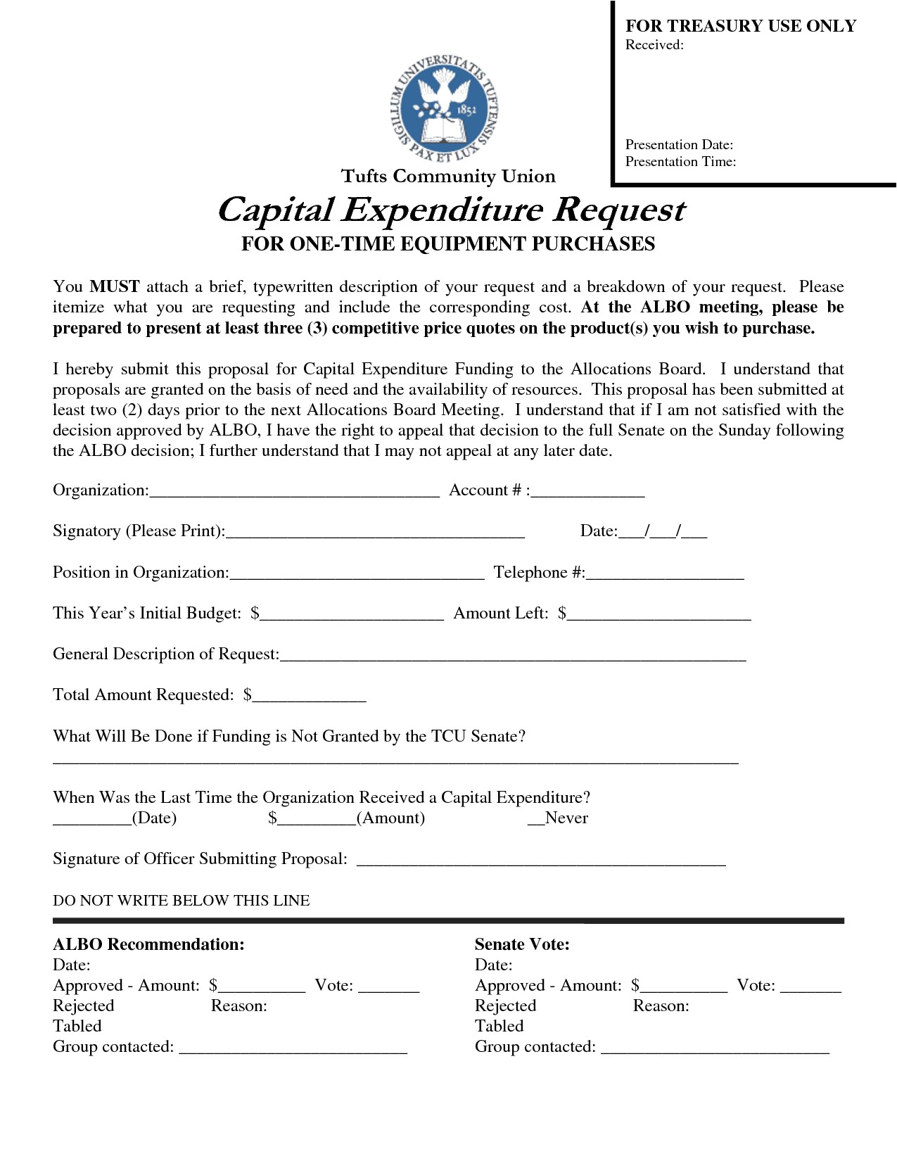 post capital expenditure justification template 327626