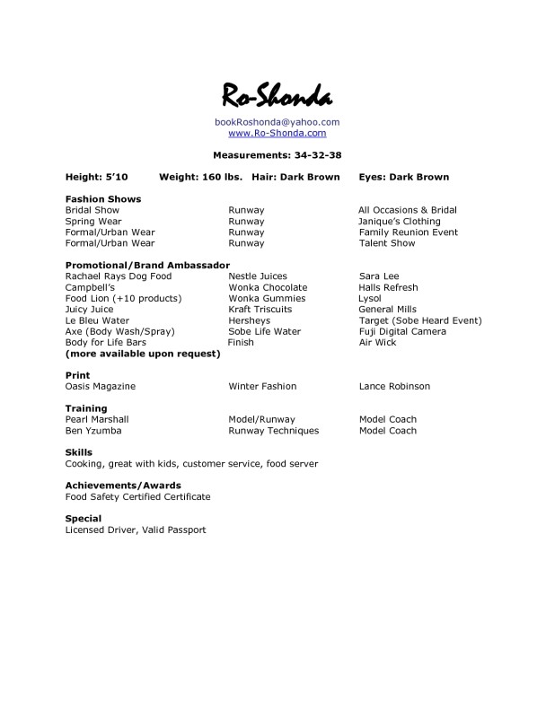 Child Modeling Resume Sample Model Resume Sample Jennywashere Com