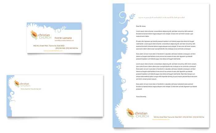 christian church business card letterhead template design ro0040401