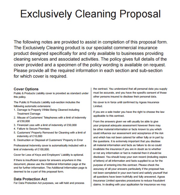 cleaning proposal template