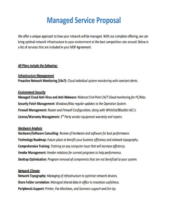 service proposal examples