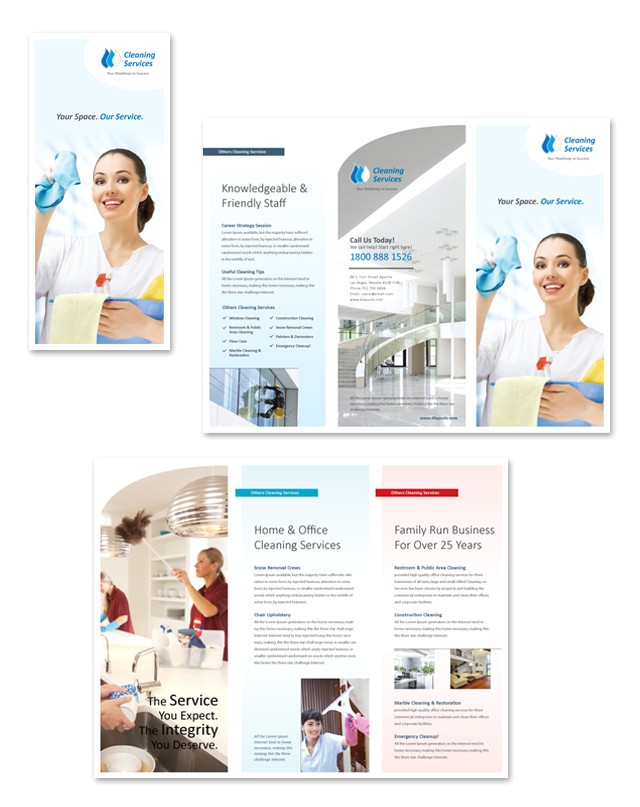 cleaning janitorial services tri fold brochure template