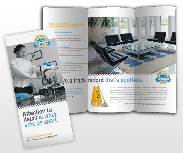 commercial office cleaning tri fold brochure template