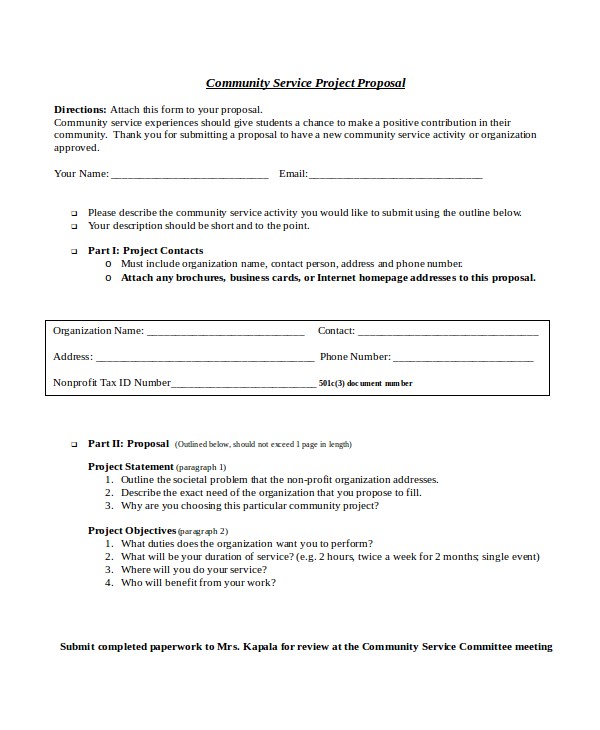 Community Service Project Proposal Template Service Proposal Template 14 Free Word Pdf Document