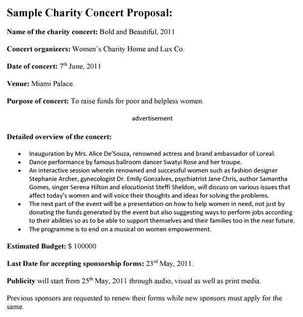 charity concert proposal template
