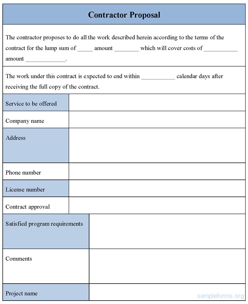 contractor proposal form