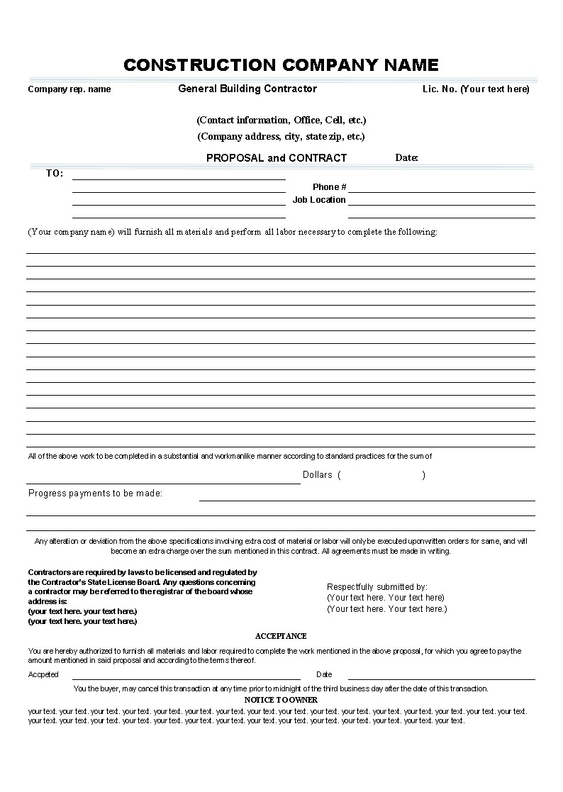 proposal and contract template
