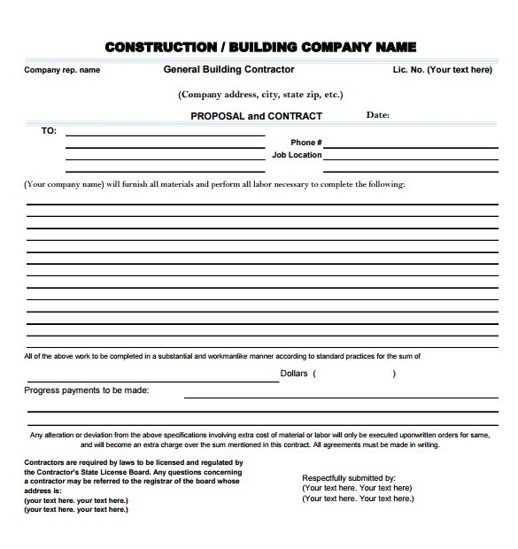 contractor proposal template