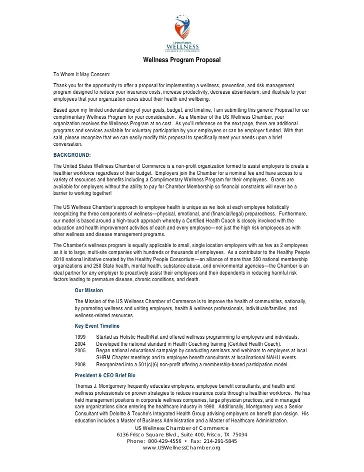 corporate wellness program proposal sample
