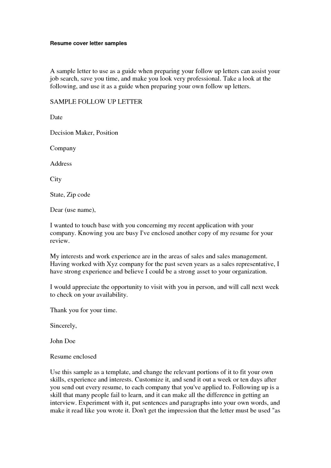 resume cover letter template 2017