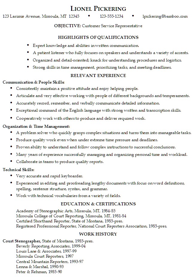 Customer Service Representative Resume Template 1 Customer Service Representative Resume Template Resume Customer Service Representative
