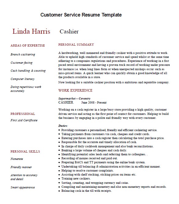 Customer Service Resume Templates Free 6 Customer Service Resume Templates Pdf Doc Free