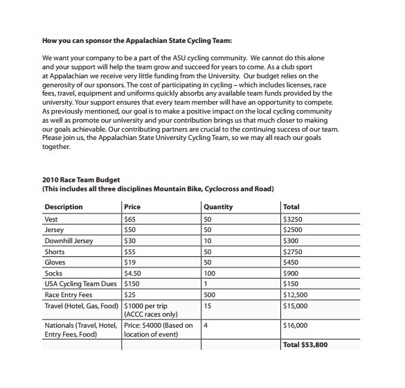 Cycling Sponsorship Proposal Template 19 Sample Sponsorship Proposal Templates Sample Templates