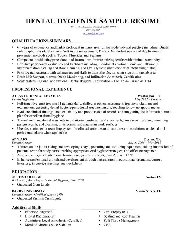 Dental Hygienist Resume Template Free Dental assistant Resume Template 7 Free Word Excel