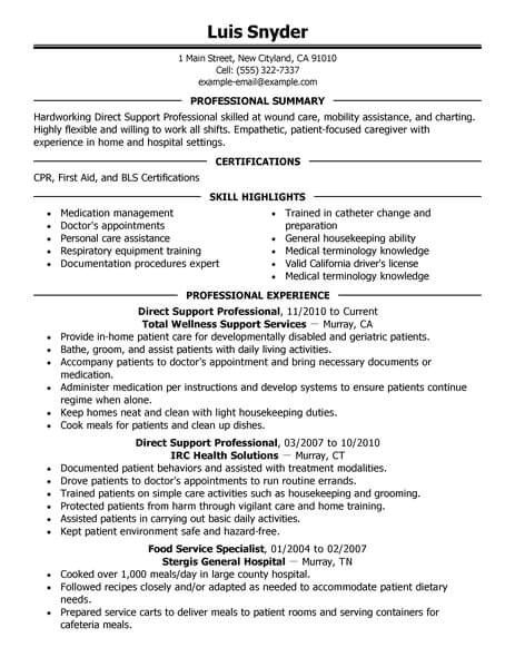 Direct Support Professional Resume Template Best Direct Support Professional Resume Example Livecareer