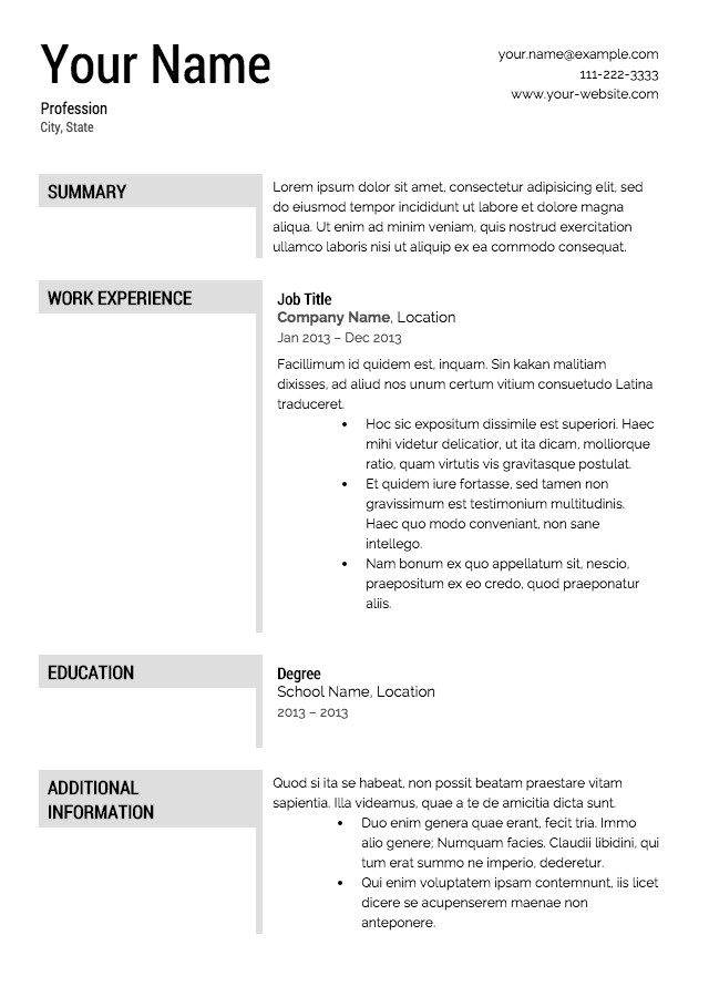 free downloadable resume templates
