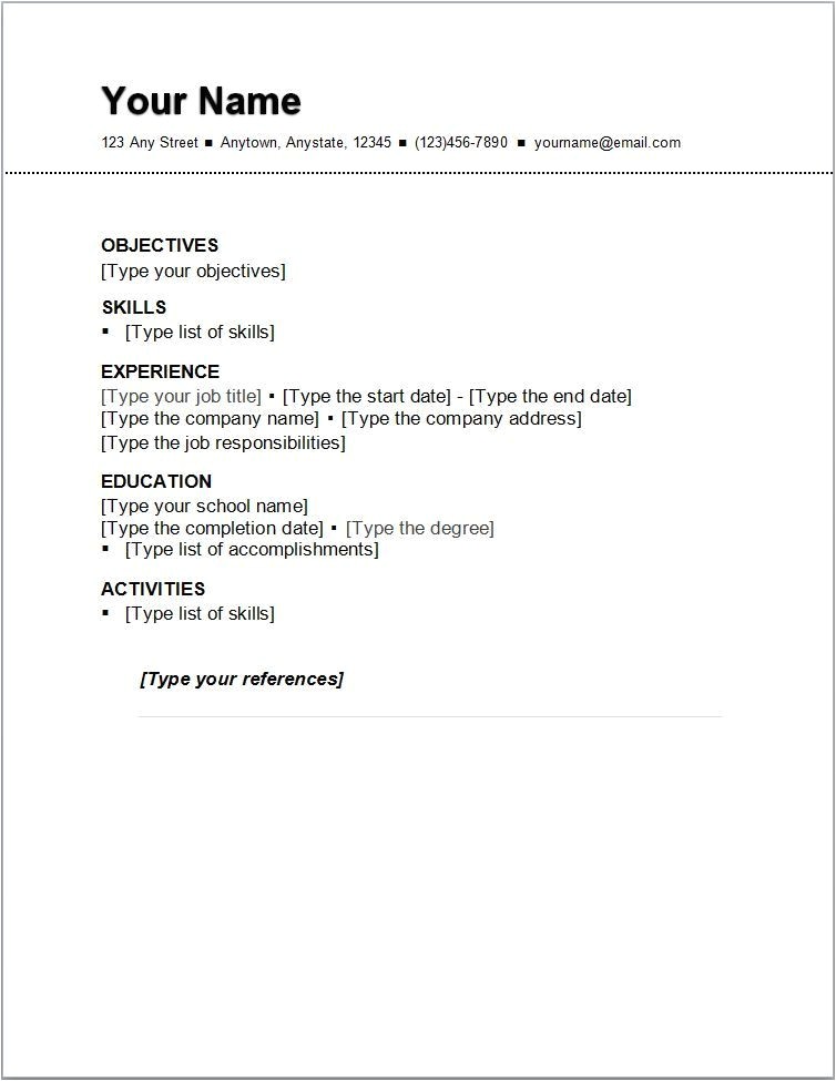 easy resume format