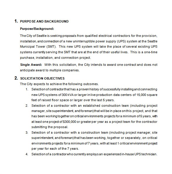 Electrical Contractor Proposal Template Bid Proposal Templates 19 Free Word Excel Pdf