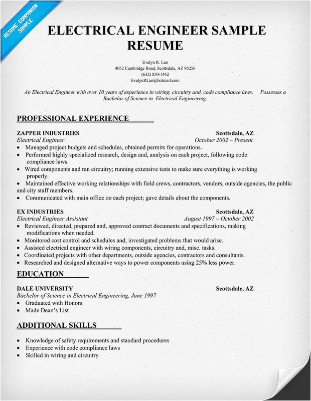 Electrical Engineer Resume Template 1 Electrical Engineer Resume Template Rvwrite Blog