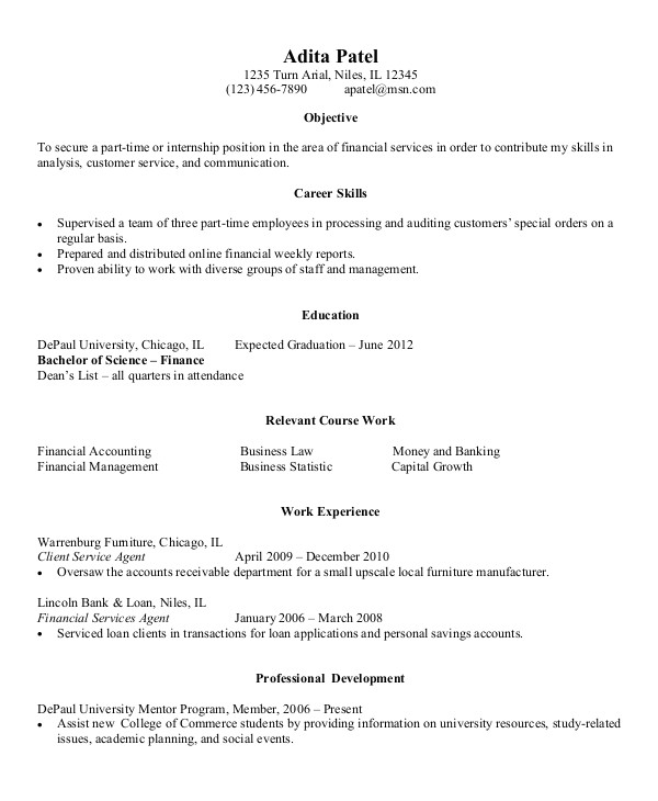 entry level resume example