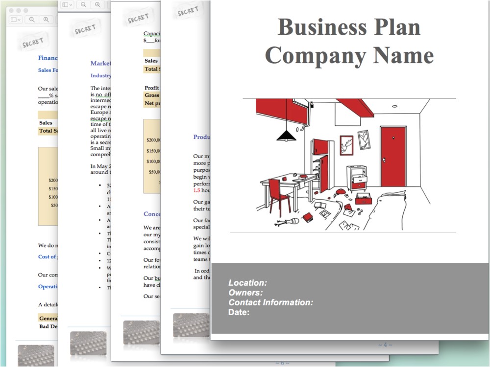 Escape Room Business Plan Template Breakout Room Escape Room Business Plan Sample Pages