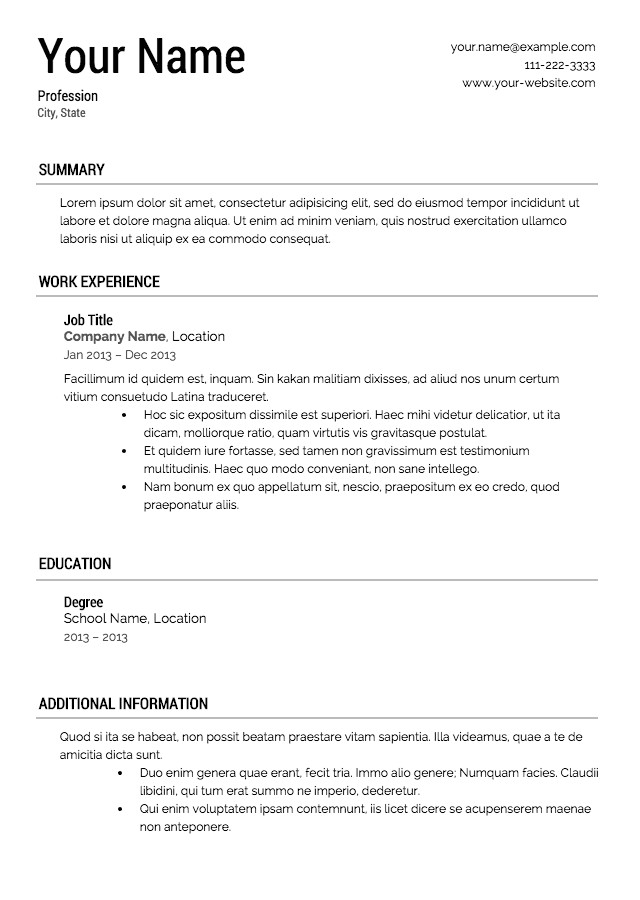 free resume template