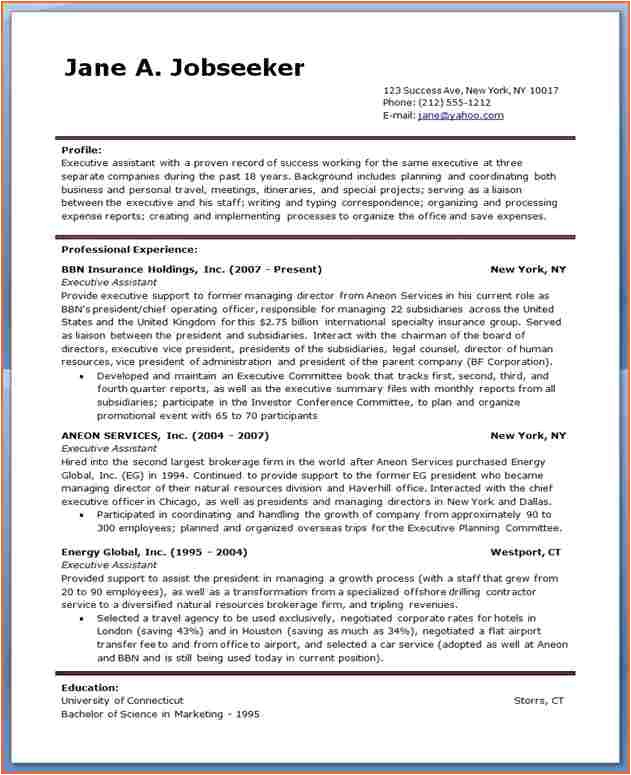 9 resume executive assistant sample