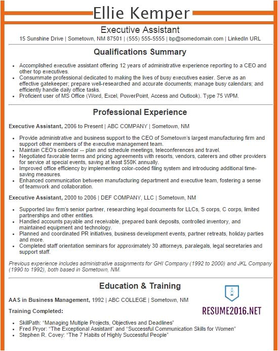 Executive assistant Resume Samples 2016 Executive assistant Resume Examples 2016 Get Your Job