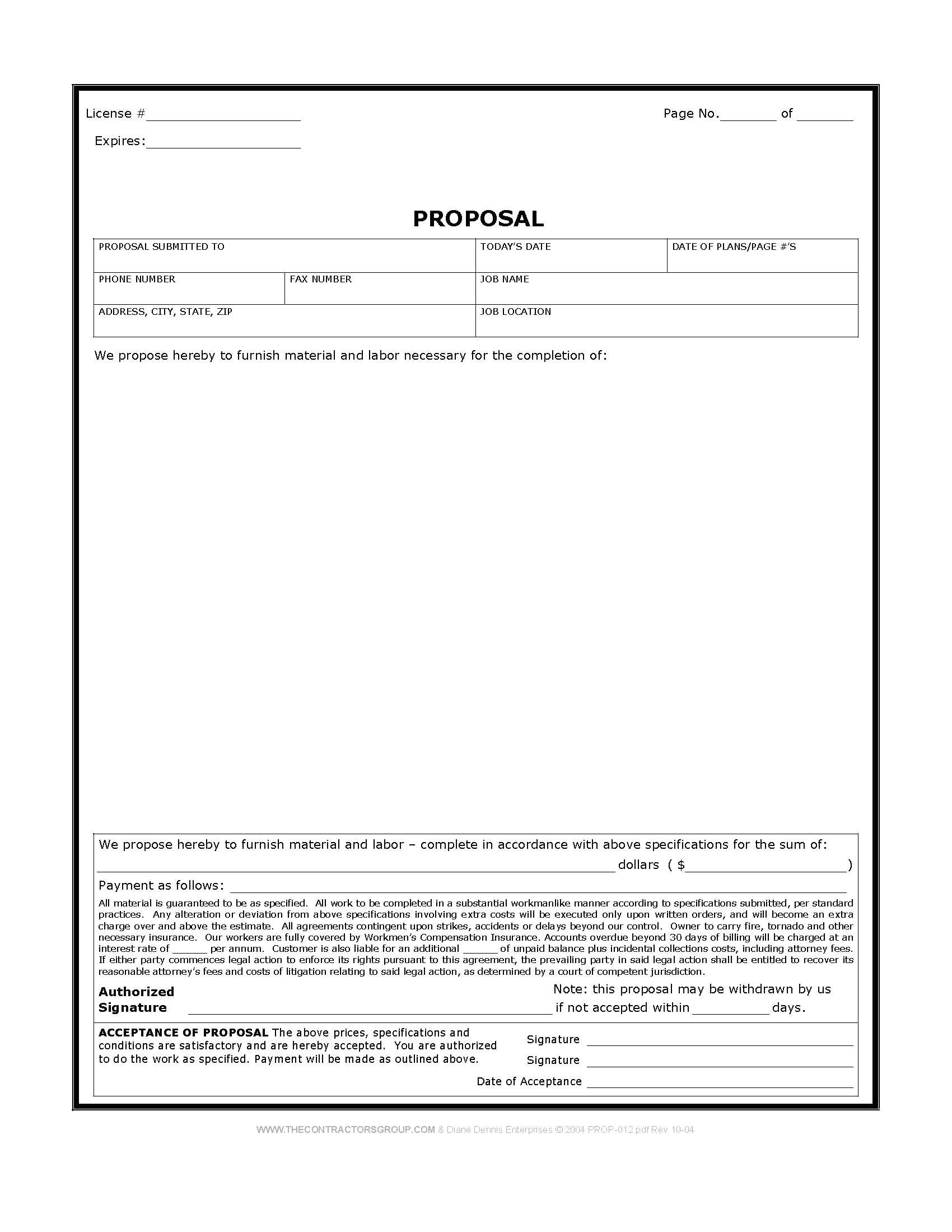 fence contract template new template free print contractor proposal forms construction form