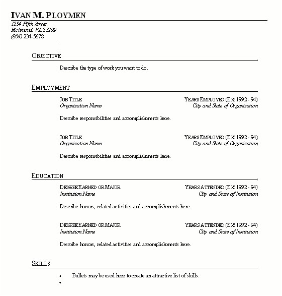 fill in the blank resume