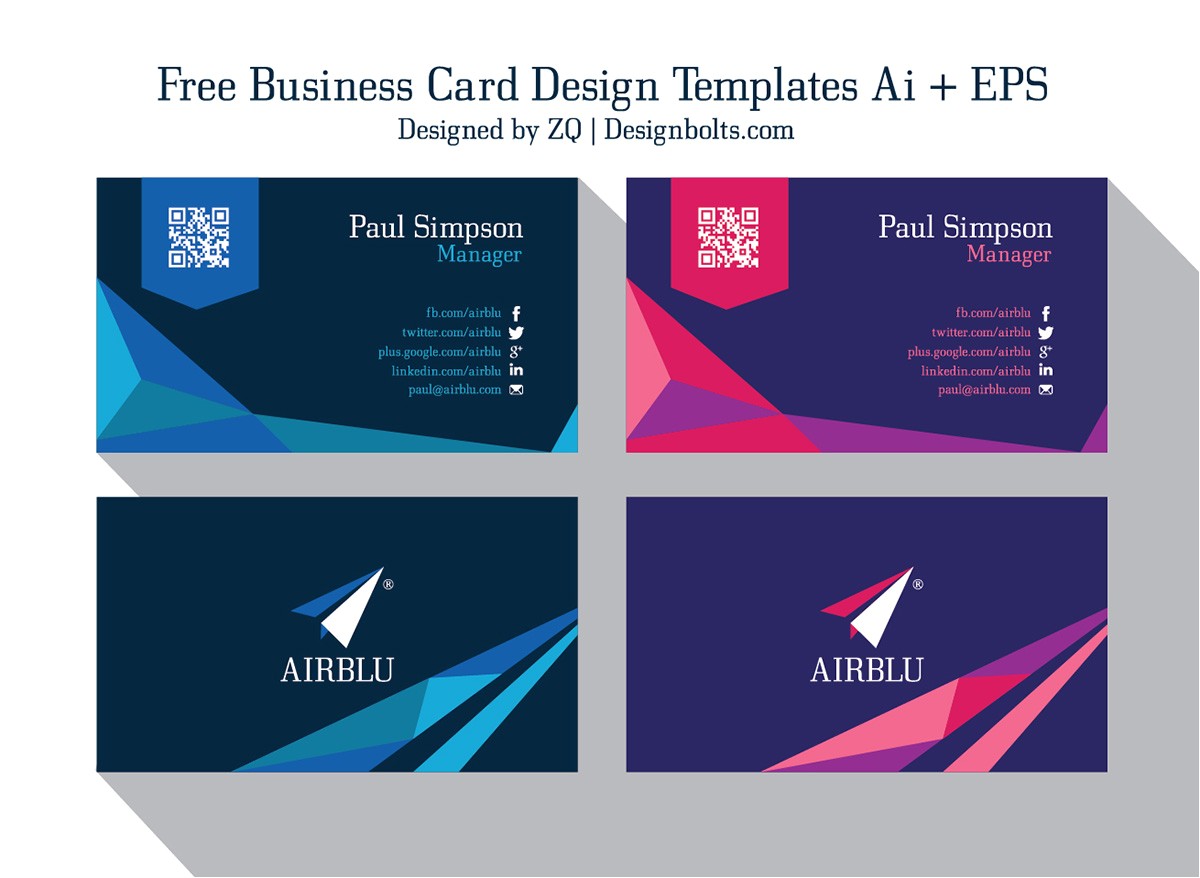2 free professional premium vector business card design templates ai eps