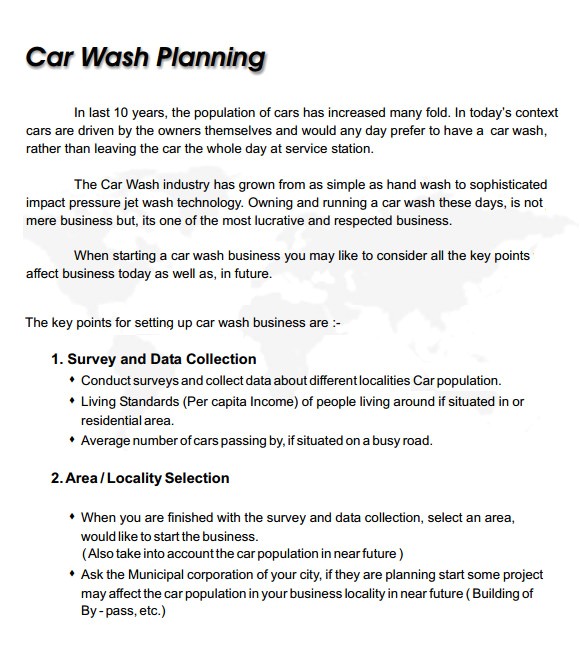 contoh business plan car wash