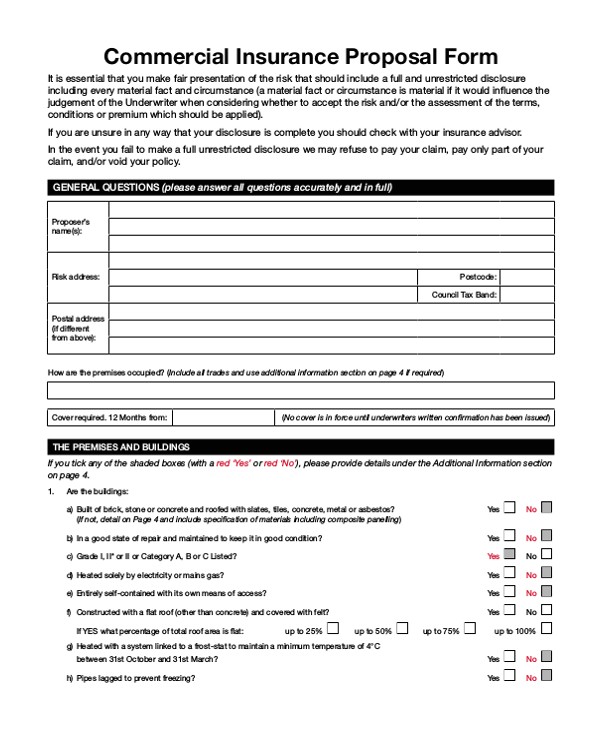 insurance proposal form
