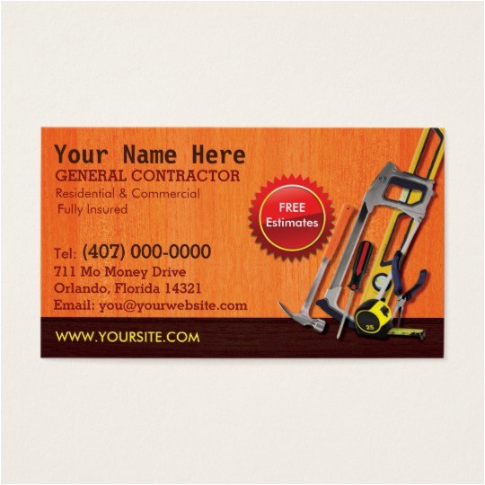 Free General Contractor Business Card Templates General Contractor Handyman Business Card Template