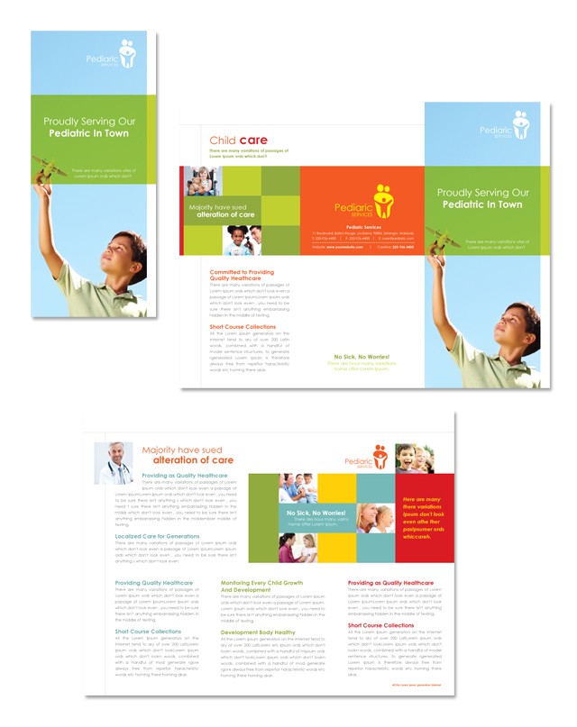 pediatrician child care tri fold brochure template