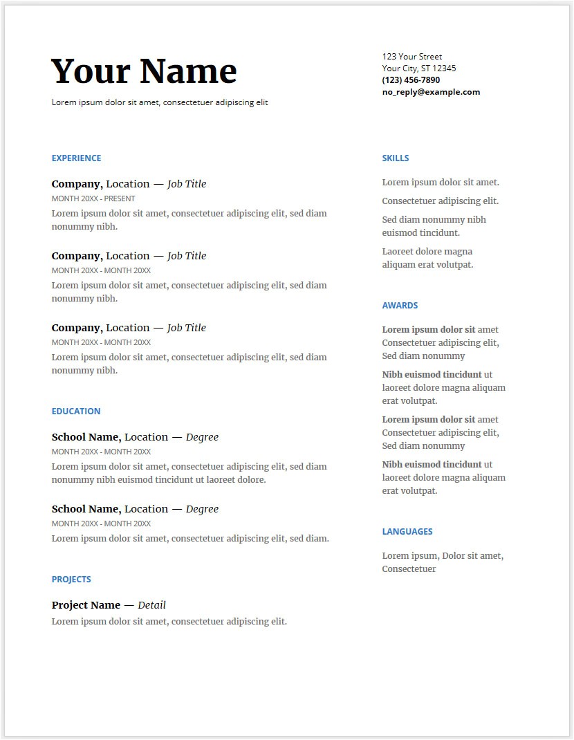free microsoft word doc professional job resume and cv templates