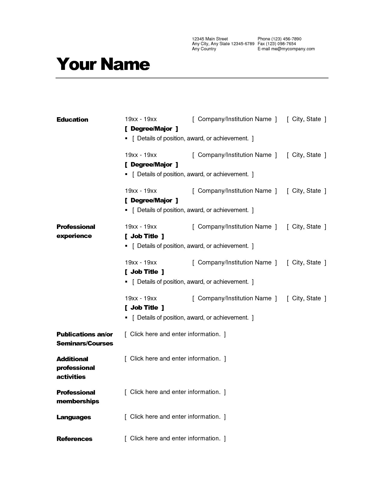professional resume format doc 4352