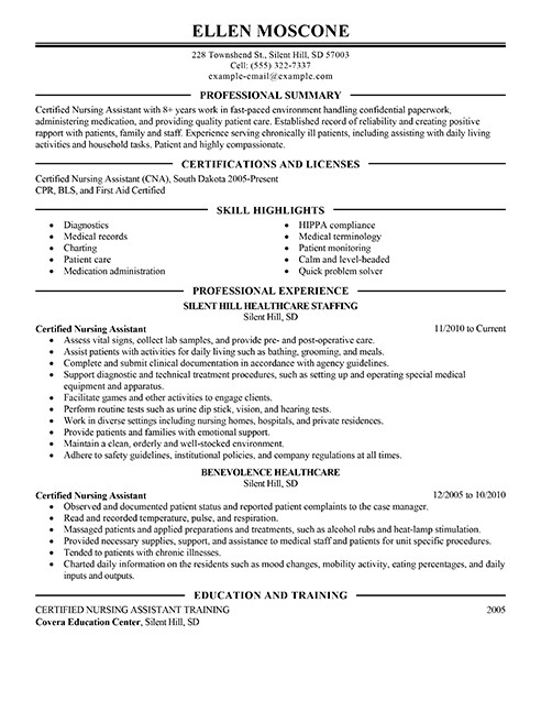 10 certified nursing assistant resume examples