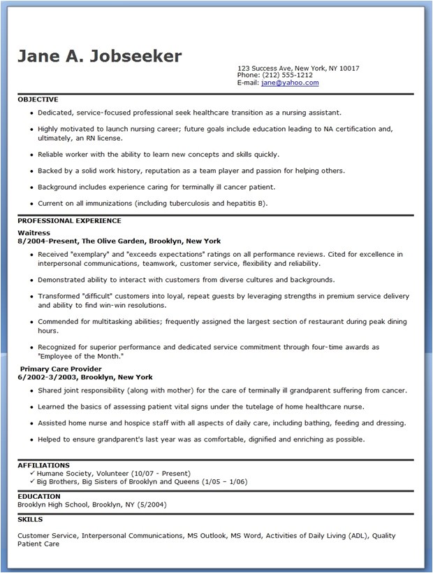 free nursing assistant resume templates
