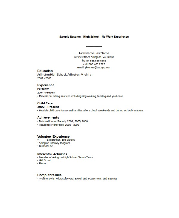 Free Resume Templates for High School Students with No Experience 10 High School Student Resume Templates Pdf Doc Free