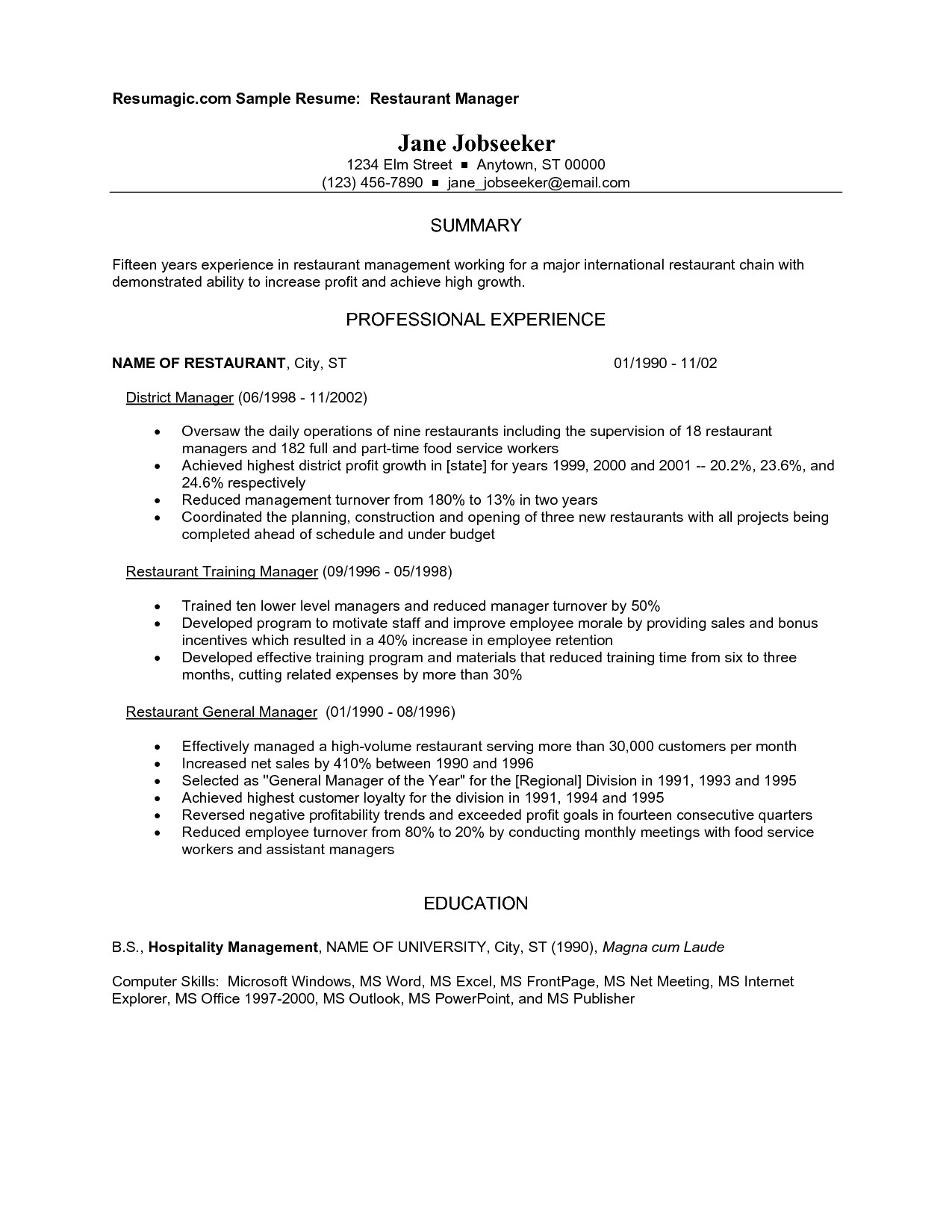 bank project manager sample resume