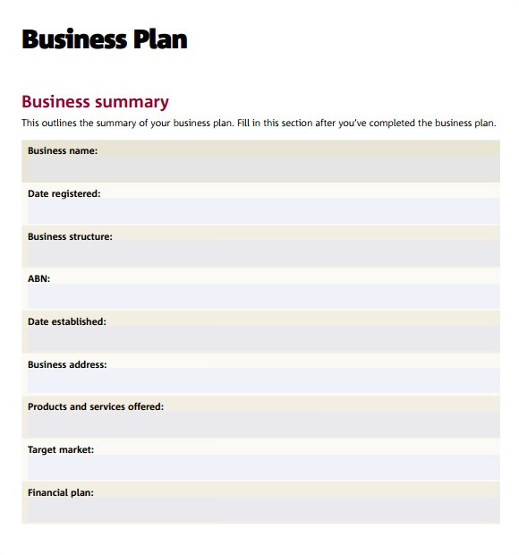 free business plan template