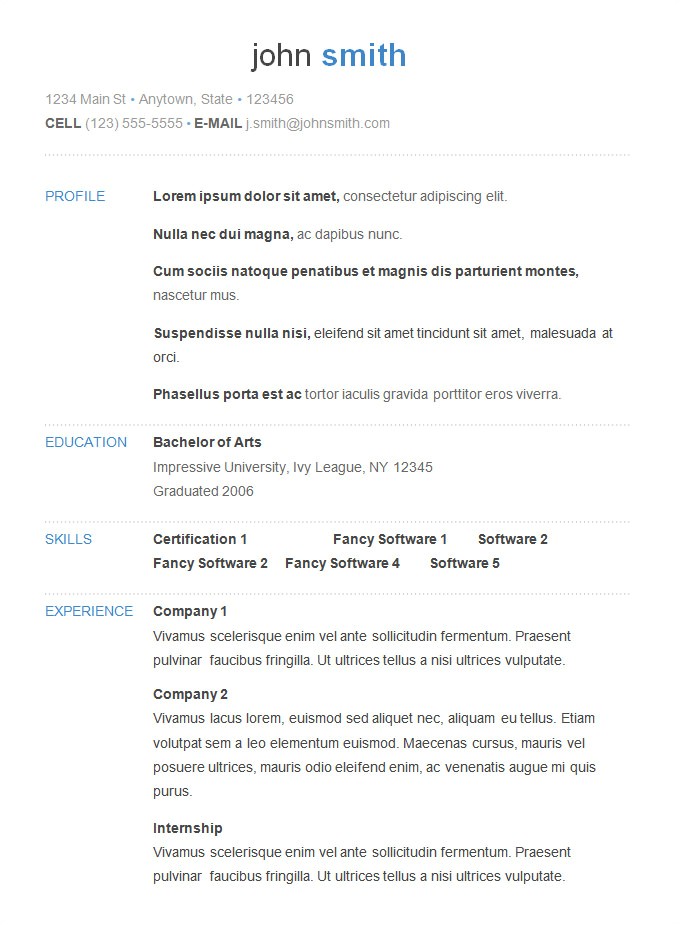 Free Simple Resume Template 1 Free Simple Resume Template 70 Basic Resume Templates Pdf Doc Psd Free
